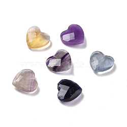 Natural Fluorite Beads, Faceted, Half Drilled, Heart, 12x12x5mm, Hole: 0.8mm(G-D462-01)