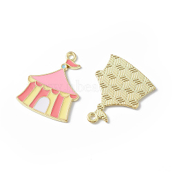 Circus Theme Alloy Enamel Pendants, Golden, Tent Pattern, 26x20.5x1.5mm, Hole: 1.8mm(ENAM-P246-02C)