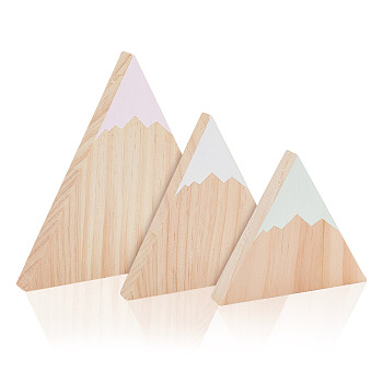 Snow Mountain Shape Wood Ornaments, for Kids Room Decorations, Photography Props, Mixed Color, 80x91x15mm, 3pcs/set