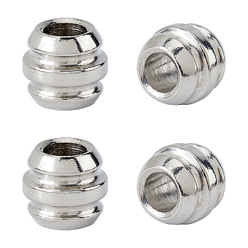 4Pcs Drum 304 Stainless Steel European Beads, for EDC Knife String Pendant Parachute String Tool, Large Hole Beads, Stainless Steel Color, 12x11mm, Hole: 6mm