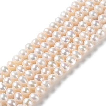 Natural Pearl Beads Strands, Round, Grade 3A, PapayaWhip, 5~5.5mm, Hole: 0.5mm, about 76~83pcs/strand, 15.16~15.35''(38.5~39cm)