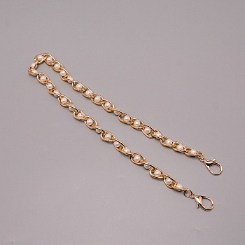 Aluminum Chain Bag Strap, with Resin Pearl & Aluminum Clasps, for Bag Replacement Accessories, Light Gold, 60.3x1.2x0.8cm