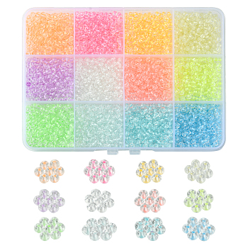 3432Pcs 12 Colors 8/0 Glow in the Dark Luminous Transparent Glass Round Seed Beads, Inside Colours, Rondelle, Mixed Color, 3mm, 13g, about 286pcs/color