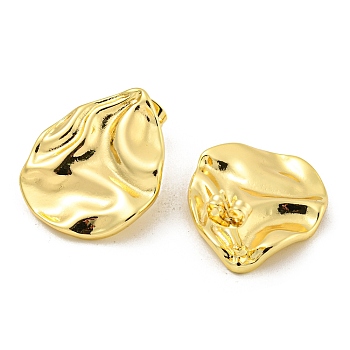Rack Plating Brass Stud Earrings, Long-Lasting Plated, Lead Free & Cadmium Free, Real 18K Gold Plated, 24.5x21mm