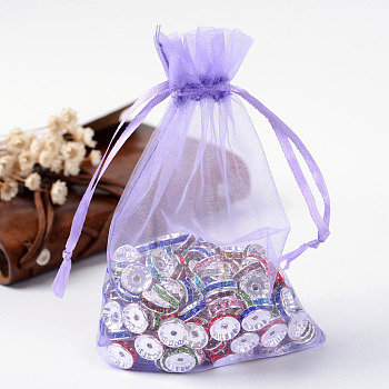Organza Gift Bags with Drawstring, Jewelry Pouches, Wedding Party Christmas Favor Gift Bags, Medium Purple, 15x10cm