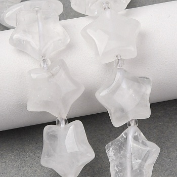 Natural Quartz Crystal Beads Strands, Rock Crystal, Star, with Seed Beads, 15~15.5x16~16.5x6.5~7mm, Hole: 1.4mm, about 25pcs/strand, 15.75''~16.14''(40~41cm)