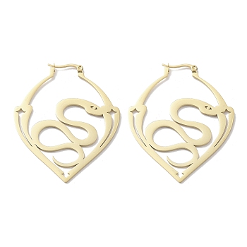 304 Stainless Steel Jar with Snake Hoop Earrings for Women, Golden, 58x46x1~2mm