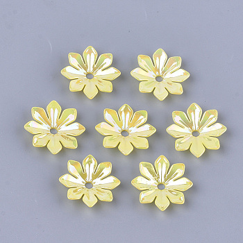 Opaque AS Plastic Bead Caps, Pearlized, Flower, Yellow, 35.5~36x35.5~36x7mm, Hole: 4.5mm, about 370pcs/500g