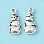 Tibetan Style Alloy Pendants, Christmas Snowman, Lead Free & Cadmium Free, Antique Silver, 23x10.5x3mm, Hole: 2mm(X-TIBEP-GC155-AS-RS)