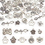 DIY Jewelry Making Finding Kit, Inlcuding Tibetan Style Zinc Alloy Pendants & Connectors Charms, Dog Paw Print & Heart & Bone Shape, Antique Silver, 11.5~19.6x10~34x1.5~3mm, Hole: 1.4~3mm, 36Pcs/box(DIY-TA0005-20)