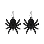 Halloween Alloy Rhinestone Dangle Earrings, Platinum, Spider, 37x26mm(FS-WG03594-07)