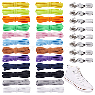 12Sets 12 Colors Elastic No Tie Shoe Laces, Polyester Tieless Elastic Shoelace, with Rubber Thread and Stainless Steel Ribbon Crimp Ends, Mixed Color, 960x5x2mm, Ends: 9.5x7mm, 6pcs/set, 1set/color(DIY-CA0004-21)