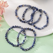 Natural Blue Spot Jasper Bead Stretch Bracelets, Round, Inner Diameter: 2 inch~2-3/8 inch(5~6cm), Bead: 5.8~6.8mm(BJEW-K212-A-039)