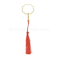 Flower Brass Metal Frame Hollow Bookmarks, with Polyester Tassel, Golden, 217mm(AJEW-WH0034-46)