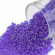 TOHO Round Seed Beads, Japanese Seed Beads, (116) Transparent Luster Cobalt, 15/0, 1.5mm, Hole: 0.7mm, about 3000pcs/bottle, 10g/bottle(SEED-JPTR15-0116)