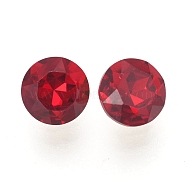 Pointed Back K9 Glass Rhinestone Cabochons, Back Plated, Faceted, Diamond Shape, Siam, 8x4mm(GLAA-L032-02)