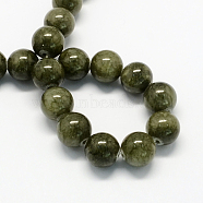 Natural Dyed Yellow Jade Gemstone Bead Strands, Round, Olive Drab, 6mm, Hole: 1mm, about 66pcs/strand, 15.7 inch(G-R271-6mm-YXS26)