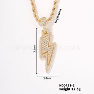 European and American Fashion Lightning Brass Rhinestone Pendant Necklaces, Golden, 23.62 inch(60cm)(HP4417-2)