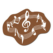 Creative Natural Wooden Wall Hanging Decoration, Wall Art Ornament, with Hook Hanger, Polygon, Musical Note Pattern, 300x230x6mm(AJEW-WH0331-010)