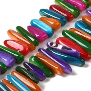 Natural Freshwater Shell Beads Strands, Dyed, Top Drilled, Flat, Colorful, 14~39x4~5x4~7mm, Hole: 1.2mm, about 86~89pcs/strand, 14.96''~15.51''(38~39.4cm)(SHEL-K006-40)