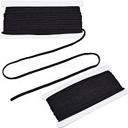 Polyester Elastic Cords, Flat, Black, 5mm, about 10.94 Yards(10m)/Card(EC-WH0026-006B)