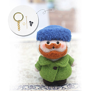 Man with Hat DIY Keychain Needle Felting Kit, including Iron Needles, Foam Chassis & 7 Colors Wool, Iron Eye Pins, Keychain Accessories, Plastic Craft Eye, Hot Melt Glue Stick, Mixed Color, 5~140x5~90x0.5~19mm(DIY-I098-05)