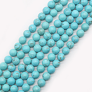 Synthetic Green Turquoise Beads Strands, Round, Dyed, 8~8.5mm, Hole: 1mm, about 47pcs/strand, 15.5 inch(G-T055-8mm-12-1)