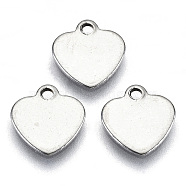 201 Stainless Steel Charms, Laser Cut, Stamping Blank Tag, Heart, Stainless Steel Color, 6x5x0.5mm, Hole: 0.8mm(STAS-R116-012A)