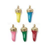 Ion Plating(IP) 304 Stainless Steel Pendants, with Enamel, Real 18K Gold Plated, Horn of Plenty/Italian Horn Cornicello Charms, Mixed Color, 15x6x4mm, Hole: 1.2mm(STAS-K277-06A)