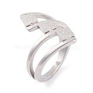 Non-Tarnish 304 Stainless Steel Square Finger Ring for Women, Stainless Steel Color, 22mm, US Size 6~9(16.5~18.9mm)(RJEW-C086-24-P)