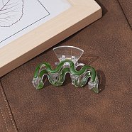 Letter M Plastic Enamel Claw Hair Clips, with Iron Clips, for Women Girls, Dark Green, 85~90mm(PW23111128791)