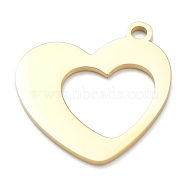 Ion Plating(IP) 304 Stainless Steel Pendants, Heart, Hollow, Real 18K Gold Plated, 27x26x1.5mm, Hole: 2.5mm(STAS-B016-10G)