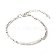 Natural Rainbow Moonstone Beaded Bracelets, with 304 Stainless Steel Rolo Chain, 7.48 inch(190mm)(BJEW-JB06384-06)