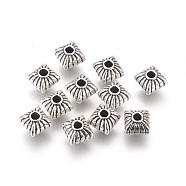 Tibetan Style Alloy Spacer Beads, Square, Lead Free & Cadmium Free, Antique Silver, 7x7x6.5mm, Hole: 1mm(X-LF5162Y)