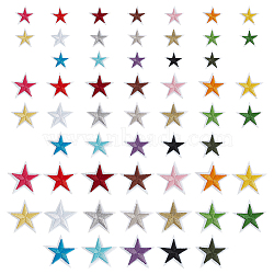 3 Sets 3 Style  Computerized Embroidery Iron on/Sew on Patches, Costume Accessories, Appliques, Star, Mixed Color, 38~57x39~59x1.5mm, 19pcs/set, 1 set/style(DIY-FG0003-65)