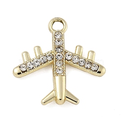 Alloy Rhinestone Pendants, UV Plated, Airplane, Light Gold, 18.5x18.5x3mm, Hole: 2mm(PALLOY-P308-13KCG)