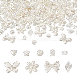 180Pcs 9 Style ABS Plastic Imitation Pearl Beads, Star & Heart & Flower, Creamy White, 10~25x9~29.5x4~7.5mm, Hole: 1.2~1.8mm, 20pcs/style(OACR-CD0001-08)