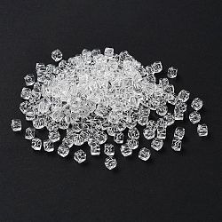 Transparent Acrylic Beads, Cube, Clear, about 4mm wide, 4mm long, 4mm high, hole: 1mm, about  800pcs/50g(X-PL690-1)