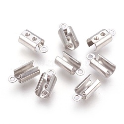 Tarnish Resistant 304 Stainless Steel Folding Crimp Ends, Fold Over Crimp Cord Ends, Stainless Steel Color, 10.5x5.5x4.5mm, Hole: 1.2mm, Inner Diameter: 4~4.5mm(STAS-P207-03P-A)