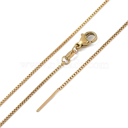 Ion Plating(IP) 201 Stainless Steel Chain Necklaces, Box Chains, Real 18K Gold Plated, 18.50 inch(47cm)(NJEW-P309-28G)