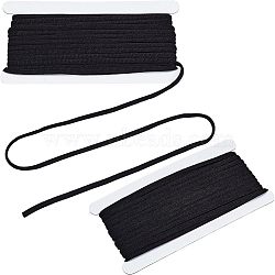 Polyester Elastic Cords, Flat, Black, 5mm, about 10.94 Yards(10m)/Card(EC-WH0026-006B)