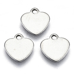 Non-Tarnish 201 Stainless Steel Charms, Laser Cut, Stamping Blank Tag, Heart, Stainless Steel Color, 6x5x0.5mm, Hole: 0.8mm(STAS-R116-012A)