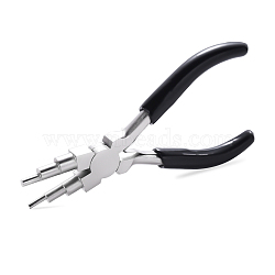 6-in-1 Bail Making Pliers, 45# Carbon Steel 6-Step Multi-Size Wire Looping Forming Pliers, Ferronickel, for Loops and Jump Rings, Black, Loop Size: 3mm/6mm/9mm/4mm/8mm/10mm, 153~153.5x75.5~78.5x12mm(PT-G002-01B)