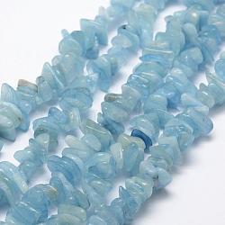 Natural Aquamarine Beads Strands, Nuggets, Sky Blue, 8~20x2~5mm, Hole: 1mm, 15.3 inch(39cm)(G-F521-03B)