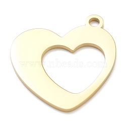 Ion Plating(IP) 304 Stainless Steel Pendants, Heart, Hollow, Real 18K Gold Plated, 27x26x1.5mm, Hole: 2.5mm(STAS-B016-10G)