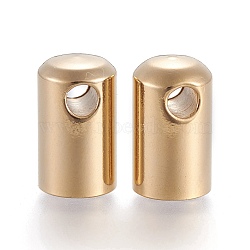 201 Stainless Steel Cord Ends, Golden, 12x7mm, Hole: 3.3mm, inner diameter: 6mm(X-STAS-H436-14M)