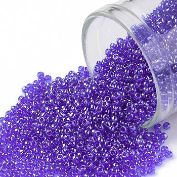 TOHO Round Seed Beads, Japanese Seed Beads, (116) Transparent Luster Cobalt, 15/0, 1.5mm, Hole: 0.7mm, about 3000pcs/bottle, 10g/bottle