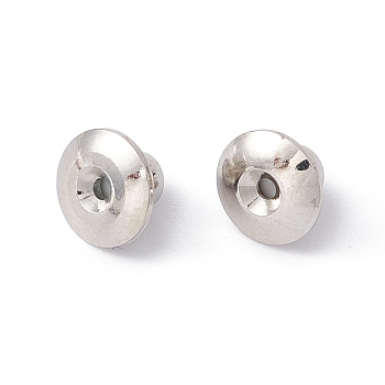 Rack Plating Brass Ear Nuts, Bullet Clutch Earring BacksLong-Lasting Plated, Cadmium Free & Lead Free, Mushroom, Platinum, 7x5mm, Hole: 0.8mm