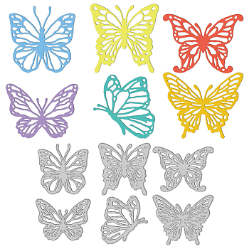 6Pcs 6 Styles Carbon Steel Cutting Dies Stencils, for DIY Scrapbooking, Photo Album, Decorative Embossing Paper Card, Stainless Steel Color, Butterfly Pattern, 62~78x77~81x0.8mm, 1pc/style