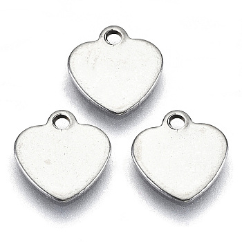 201 Stainless Steel Charms, Laser Cut, Stamping Blank Tag, Heart, Stainless Steel Color, 6x5x0.5mm, Hole: 0.8mm